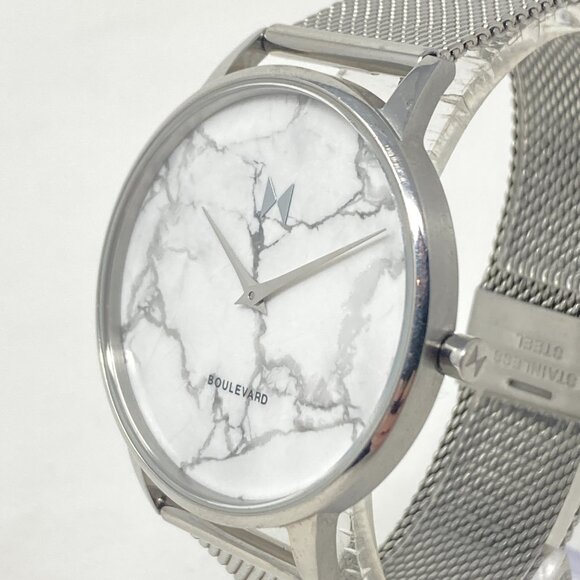 MVMT Watch Women 38mm Silver Tone Marble Dial Mesh Band New Battery main image 10